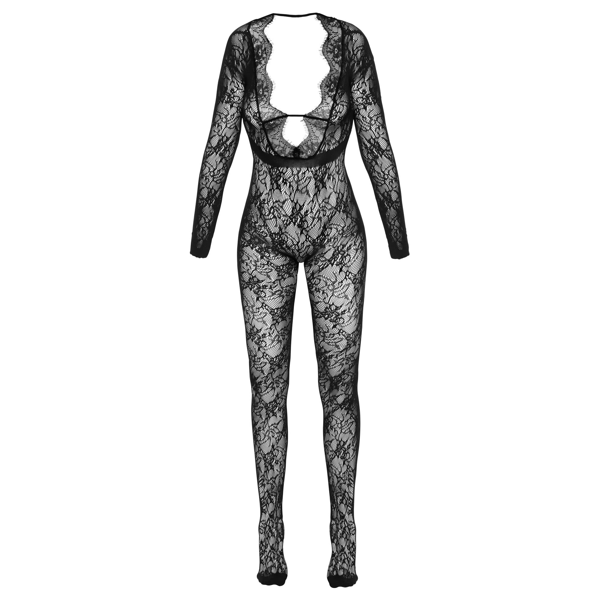 Fantasy Long-arm Crotchless Lace Catsuit