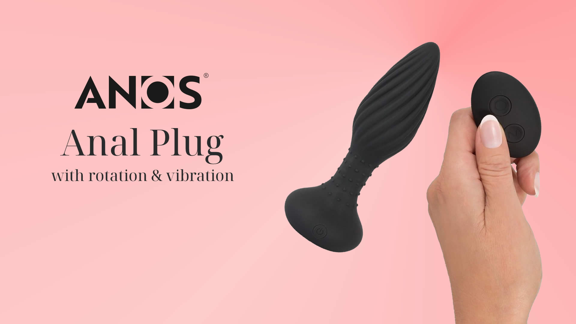 Anos Anal Plug med Fjernbetjent Rotation og Vibration