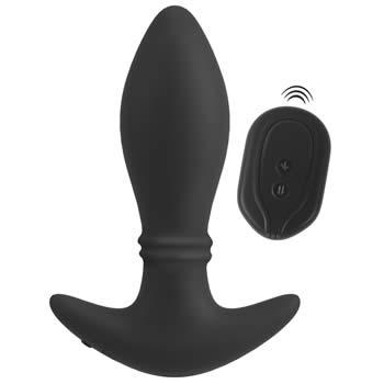 Anos Anal Plug med Trdls Vibrator og Bevgelige Ringe 