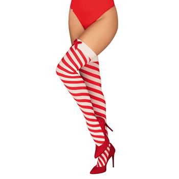 Obsessive Selvsiddende Strmper Kissmas Candy Cane Julestrmper