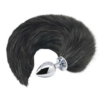 Alive Black & White Fox Tail Butt Plug