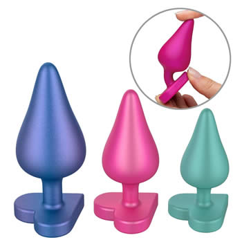 Luster Butt Plug Training Set with 3 Pieces in Metallic Look