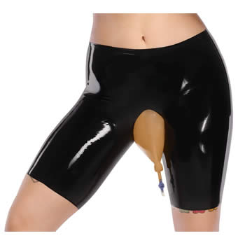 LateX Radhose mit Urinbeutel