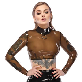 Smoky Transparent Latex Crop Top